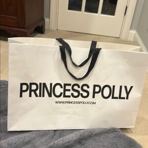 Princess Polly White with Black Handles paper shopping bags